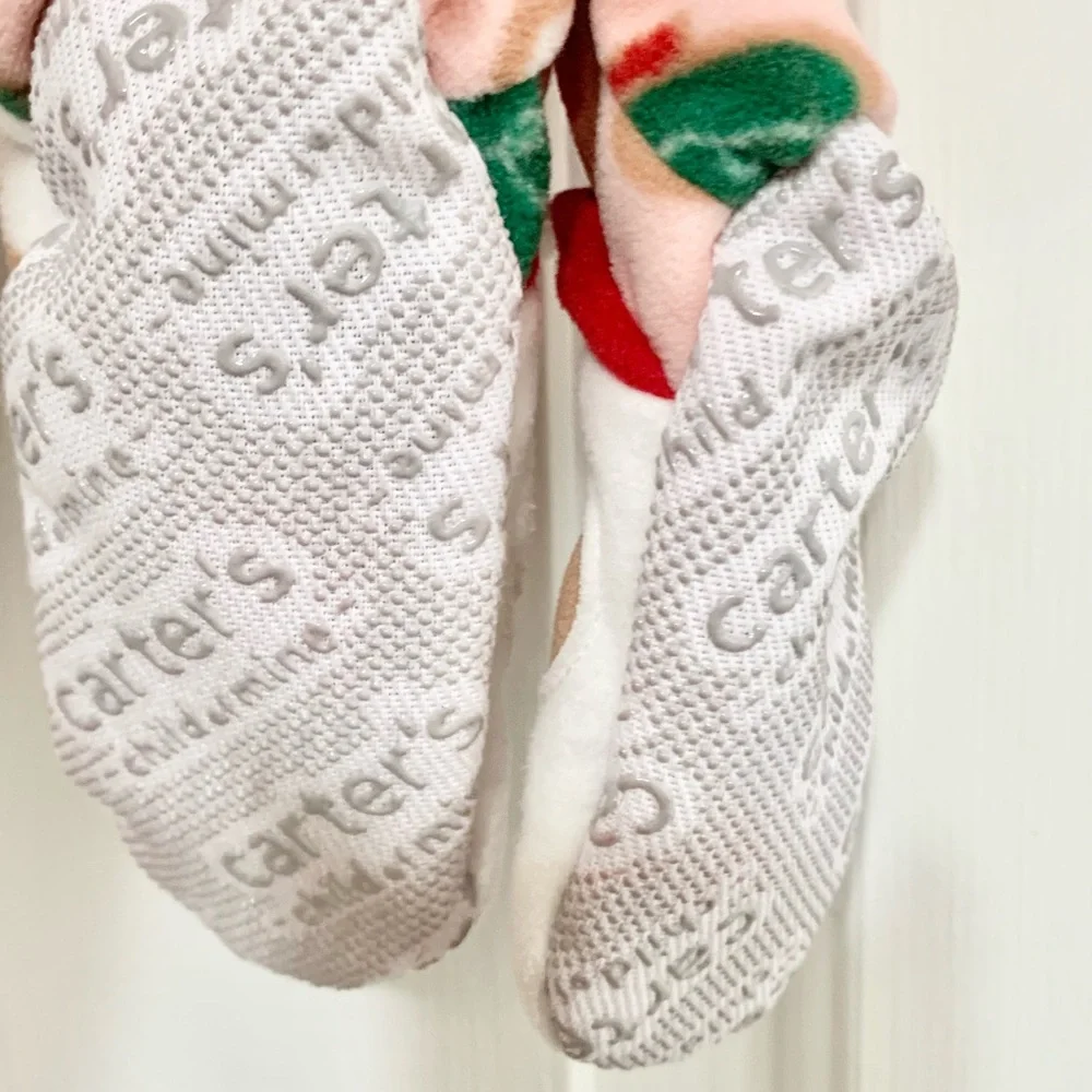 Carters Christmas Santa Fleece Sleeper Pajamas - 12m - NEW